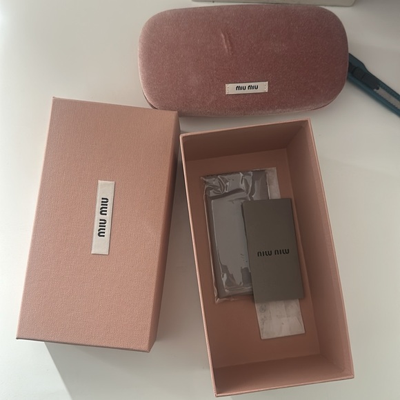 Miu Miu Square Black Sunglasses with Gold Detail - Picture 10 of 10